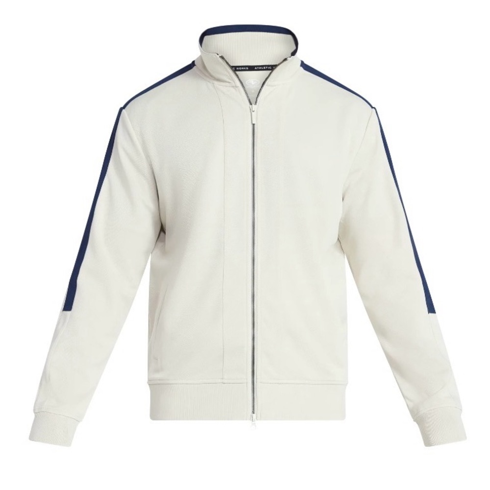 Men’s Athletic Works Cream and Navy Bomber Jacket